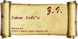 Zakar Iván névjegykártya