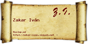 Zakar Iván névjegykártya